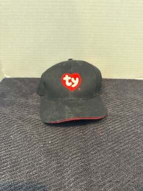 Vintage Ty Beanie Babies Promo Logo Baseball Hat Cap Black Red Heart